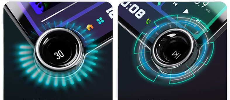 X97 car radio dual knob close-up