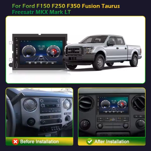 Ford F150 radio upgrade before and after installation comparison