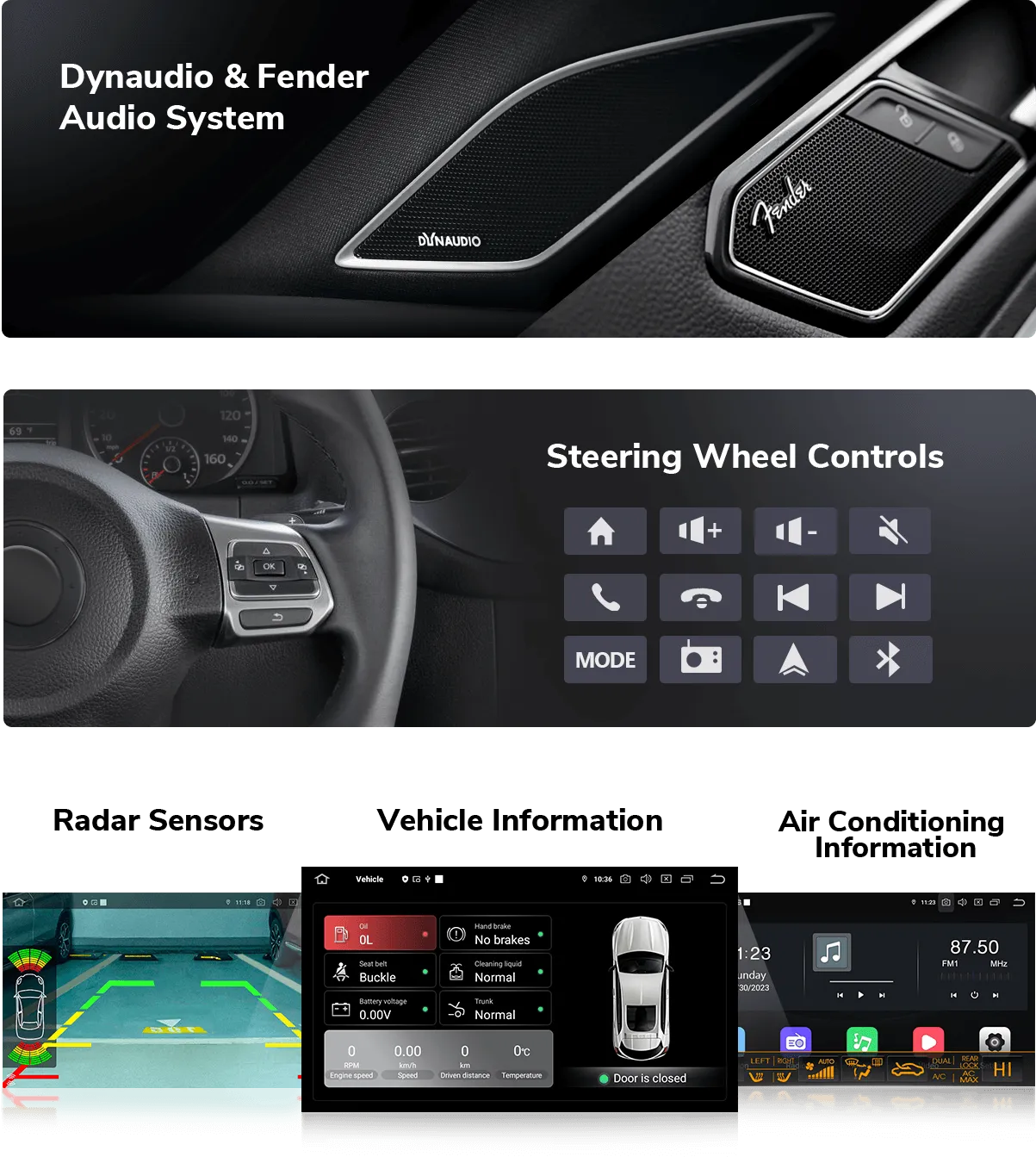 VW Android head unit factory function retention steering wheel controls camera vehicle data