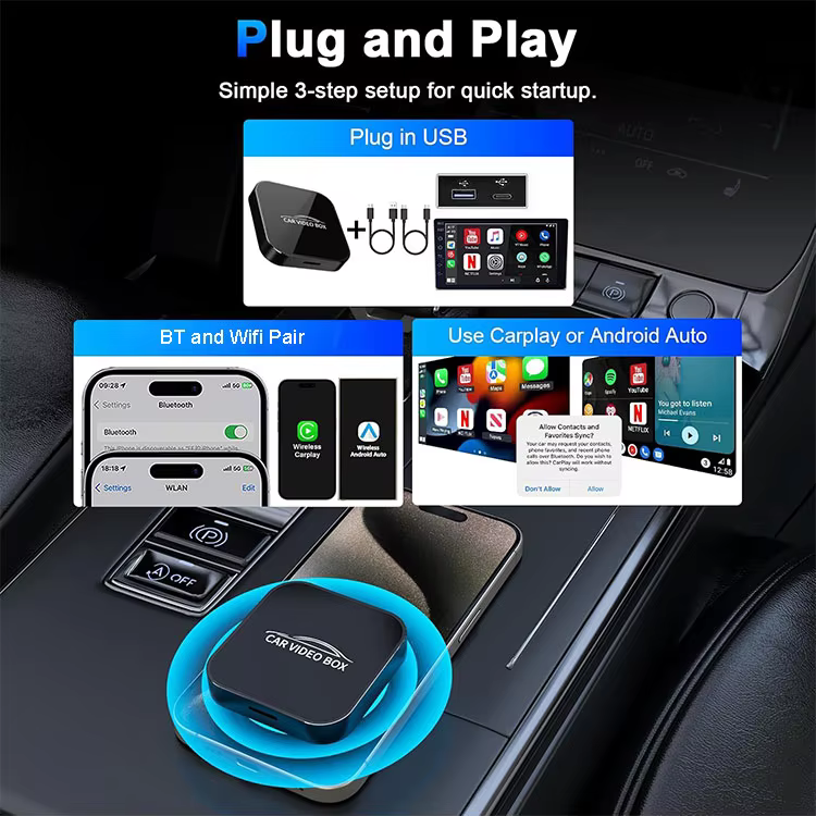 USB plug installation of CarPlay box