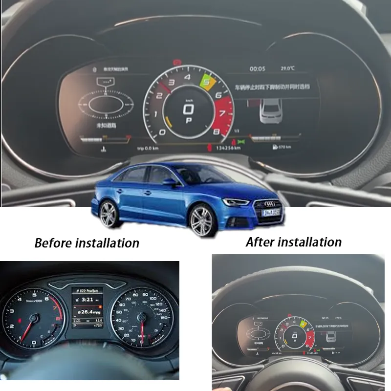 Audi A3 8V before and after digital instrument cluster retrofit