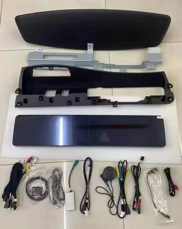 Mercedes S-Class Android head unit screen housing brackets and cable accessories