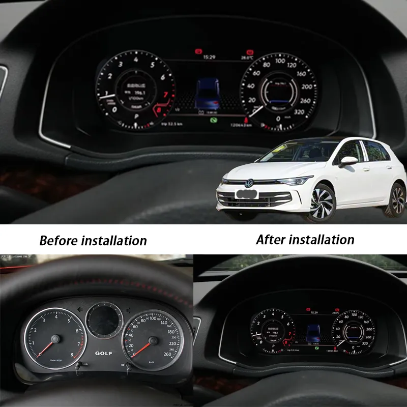 VW Golf 5 digital dash before and after cluster upgrade