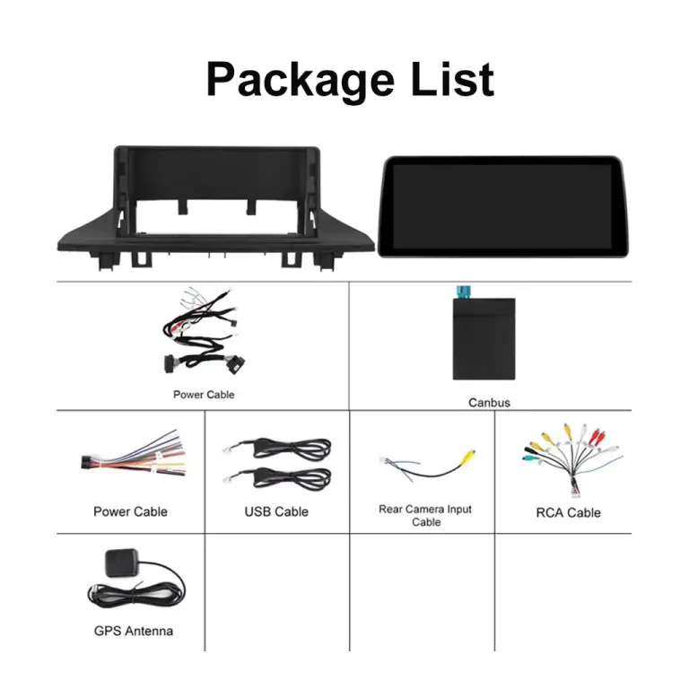 BMW X1 E84 Android screen package list harness CANBUS USB GPS RCA cable