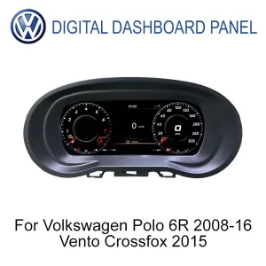 Prelingcar 9 inch LCD digital dashboard front view for VW Polo 6R 2008-2016, Vento and CrossFox 2015