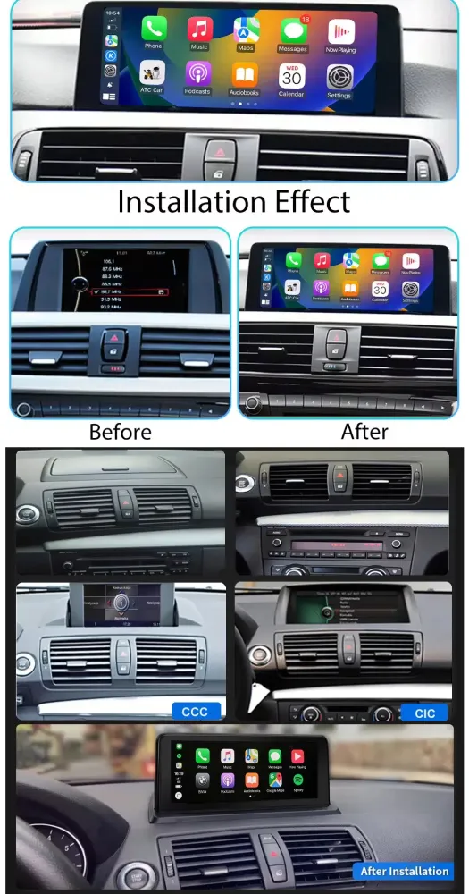 BMW X5 X6 Android screen installation effect CCC CIC before after