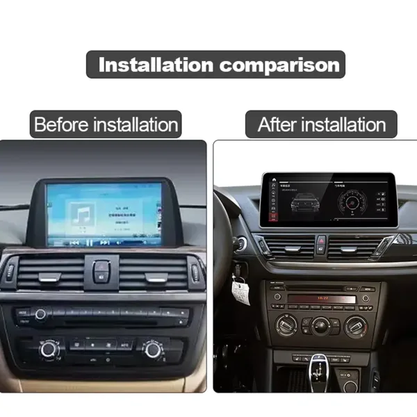 BMW F20 NBT EVO Android Head Unit before and after dashboard upgrade