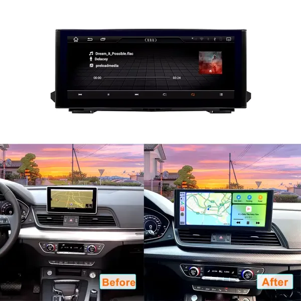 Audi Q5 CarPlay Screen 2009-2020 upgrade before and after