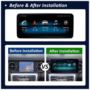 Upgrade your Mercedes SLK W171 Android Head Unit 2008–2011 NTG4.5 with 8-core CPU, 4+64GB or 6+128GB, 12.3″ IPS display, DSP, Wireless CarPlay & Android Auto.