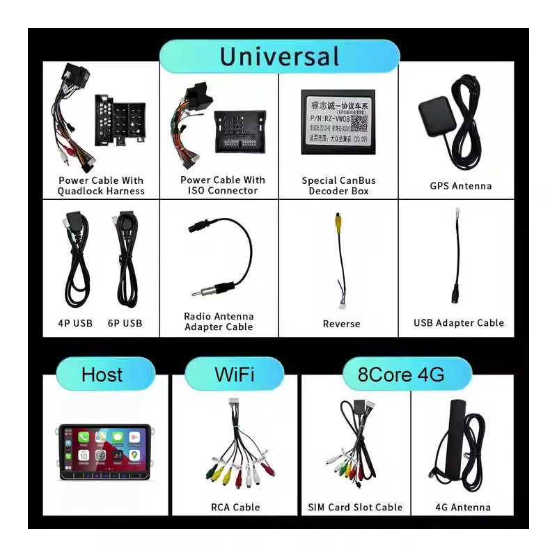 Volkswagen Android Head Unit wiring harness CANBUS GPS USB accessories