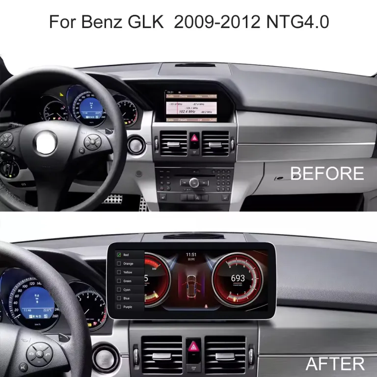 Mercedes GLK X204 Android screen before and after NTG4.0 upgrade