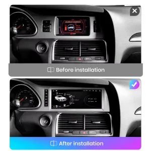Audi Q7 Android head unit product gallery before after reference