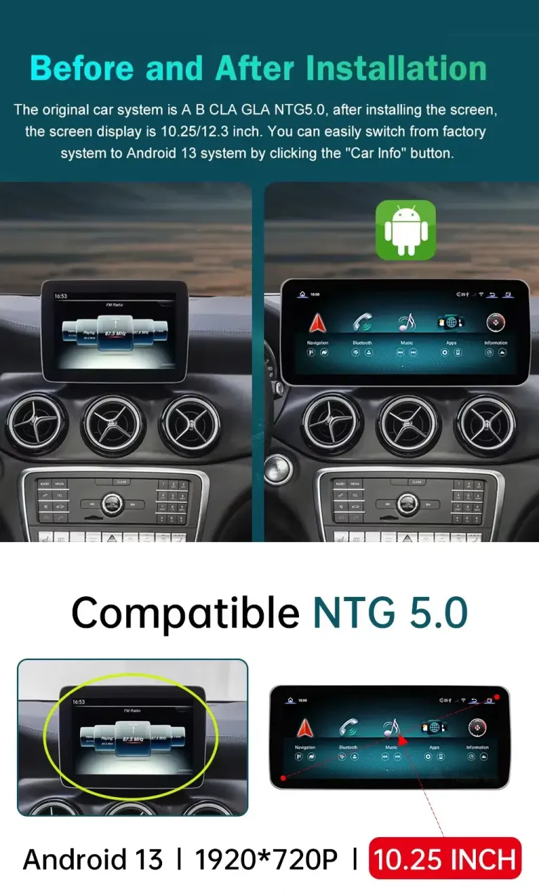 Mercedes B-Class Android Head Unit 2012–2018 | CarPlay DSP