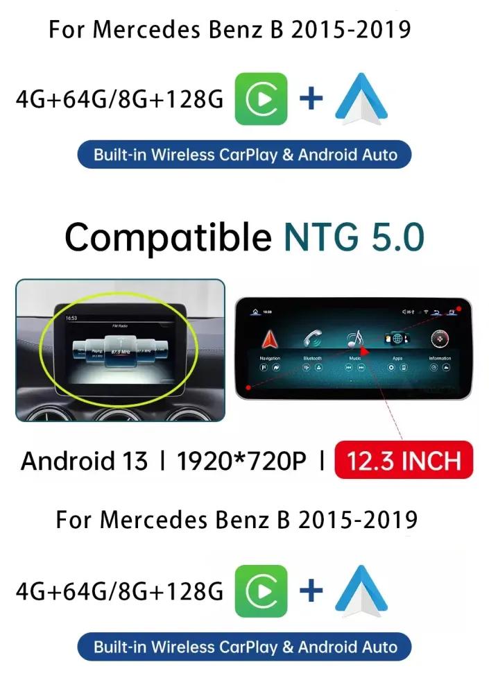 Mercedes B-Class Android Head Unit 2012–2018 | CarPlay DSP