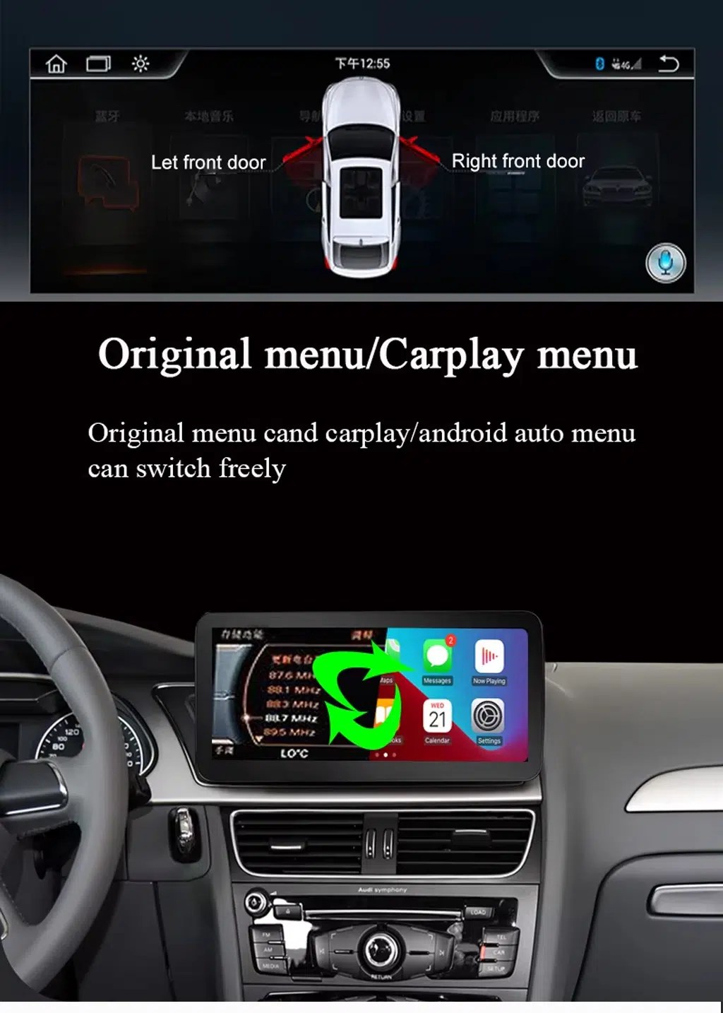 Audi Q5 CarPlay Screen original Audi menu switching