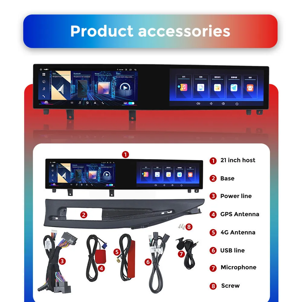BMW 5 Series Android car stereo accessories harness base GPS antenna USB microphone screws
