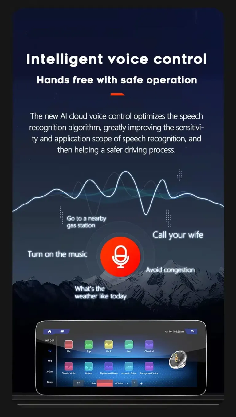 Intelligent voice control function on Mercedes Android screen