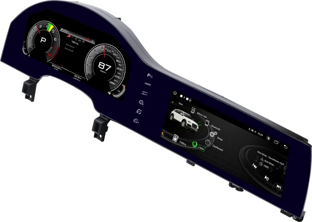 Audi Q7 digital cluster 2005–2015 Android head unit perspective view