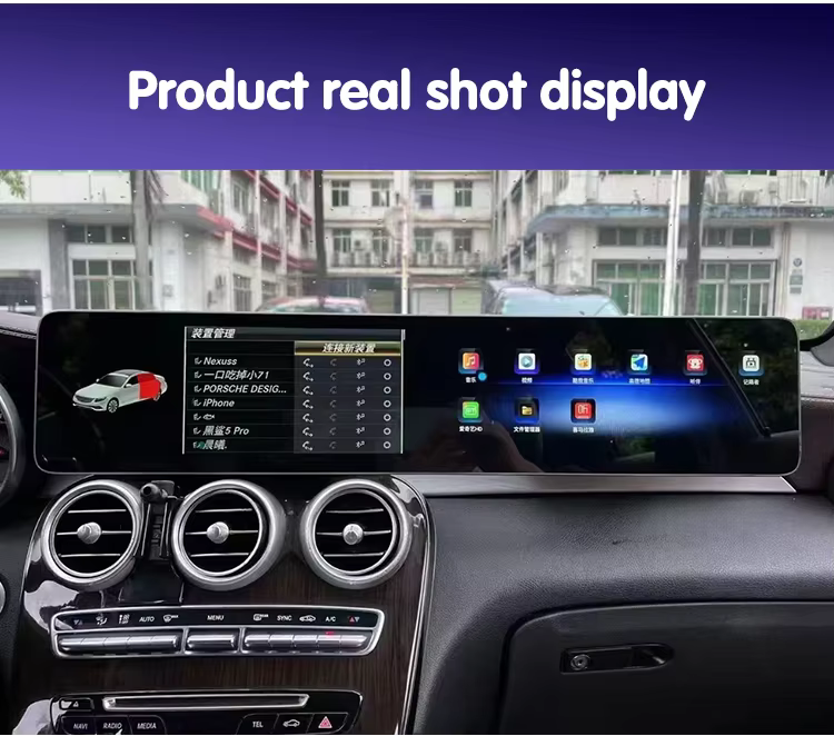 Mercedes Android screen real shot display with vehicle information