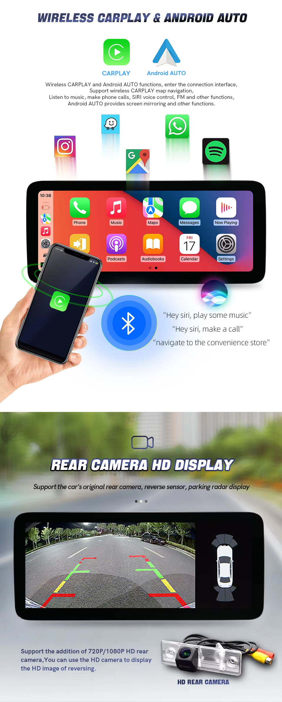 Mercedes W166 X166 Android screen rear camera display support