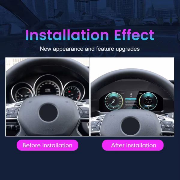 Mercedes W212 before and after digital dashboard upgrade