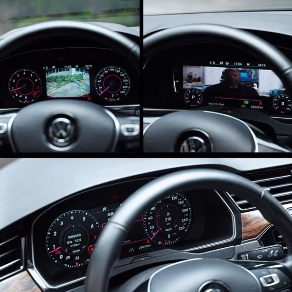Monteret digitalt instrumentpanel til Volkswagen Tiguan 2009–2017 med 12,3-tommers LCD-skærm