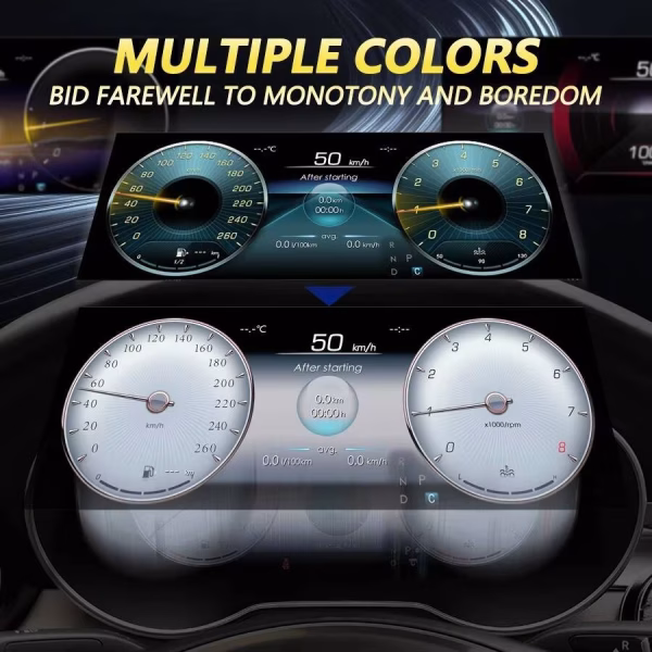Mercedes C Class digital instrument cluster with multiple display themes
