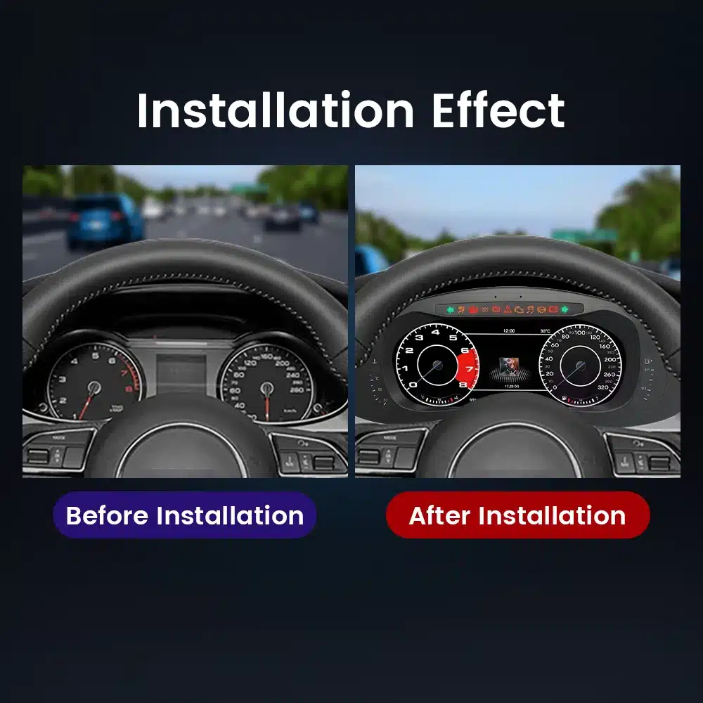 Audi A4 B8 digital cluster before and after dashboard upgrade effect