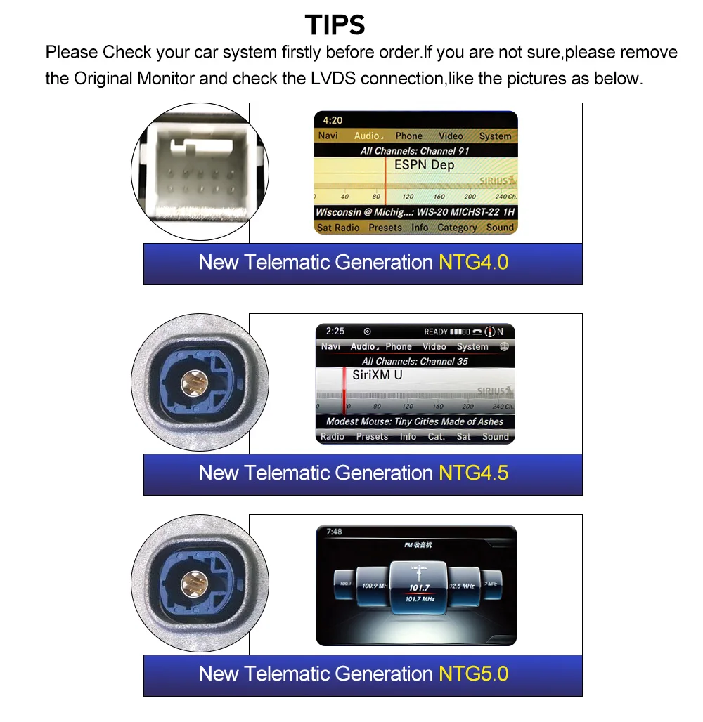 Mercedes NTG system version guide for Android Head Unit selection