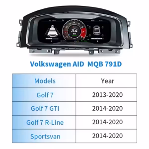 VW Golf Mk7 Digital Cluster 2013-2020 12.3-inch LCD Retrofit 8 Close-up of Volkswagen Digital Instrument Cluster for Golf 7 Passat B8 CC showing 12.3 inch IPS LCD panel and build quality