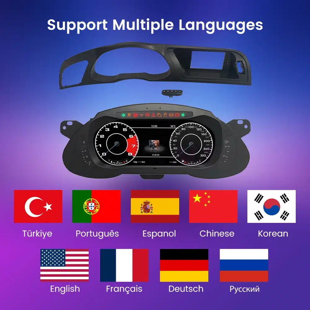 Audi A4 B8 digital cluster multi language interface support
