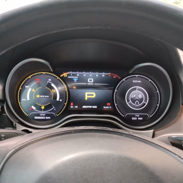 Mercedes C GLC digital cluster showing CANBUS vehicle data and driver information