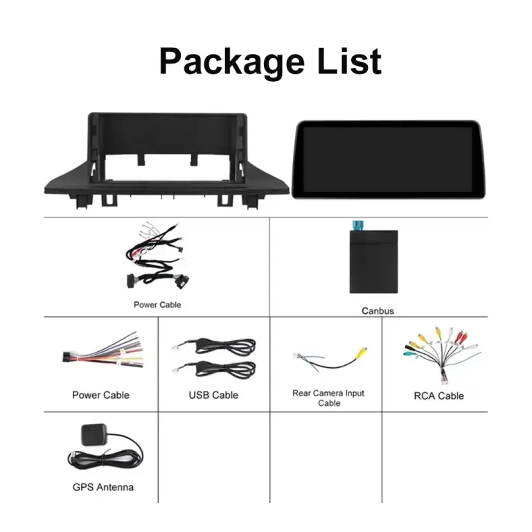 BMW X1 E84 CIC Android Radio package with CANBUS harness USB cable RCA and GPS antenna