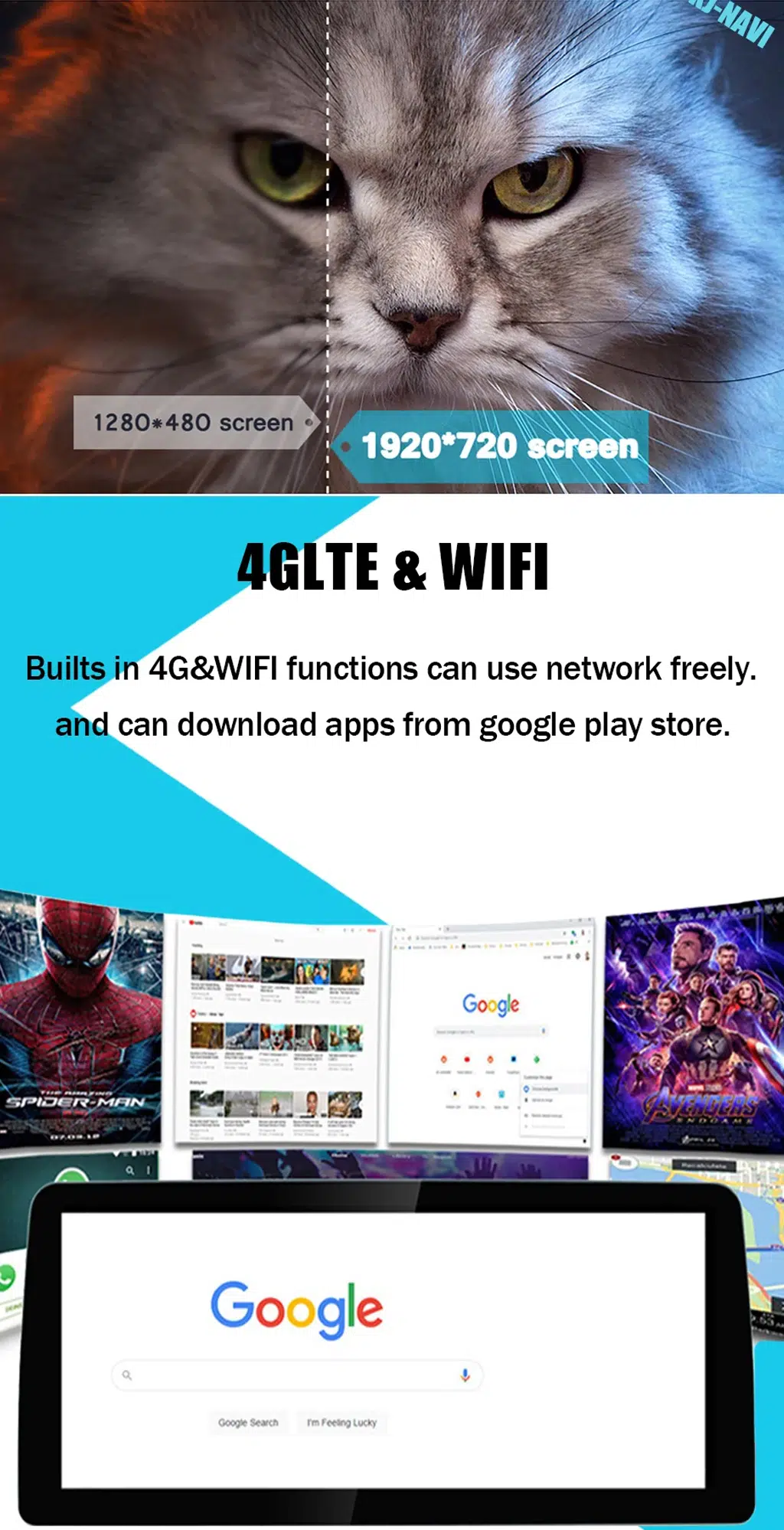 BMW Android head unit high resolution display 4G LTE and WiFi functions