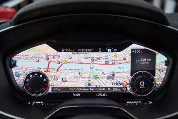 Large digital instrument cluster with switchable themes