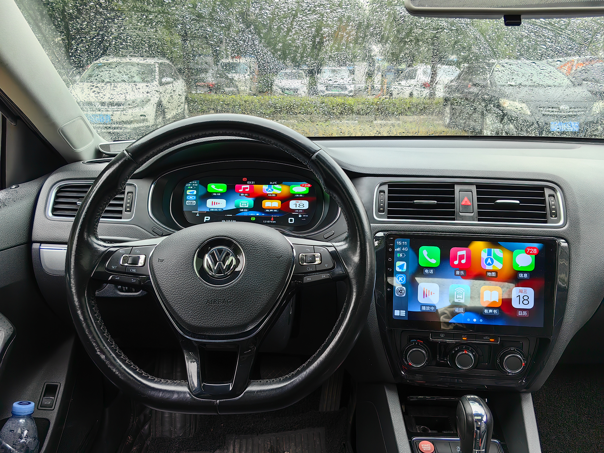 2012–2014 Jetta digital instrumentpanel — installerad vy 2