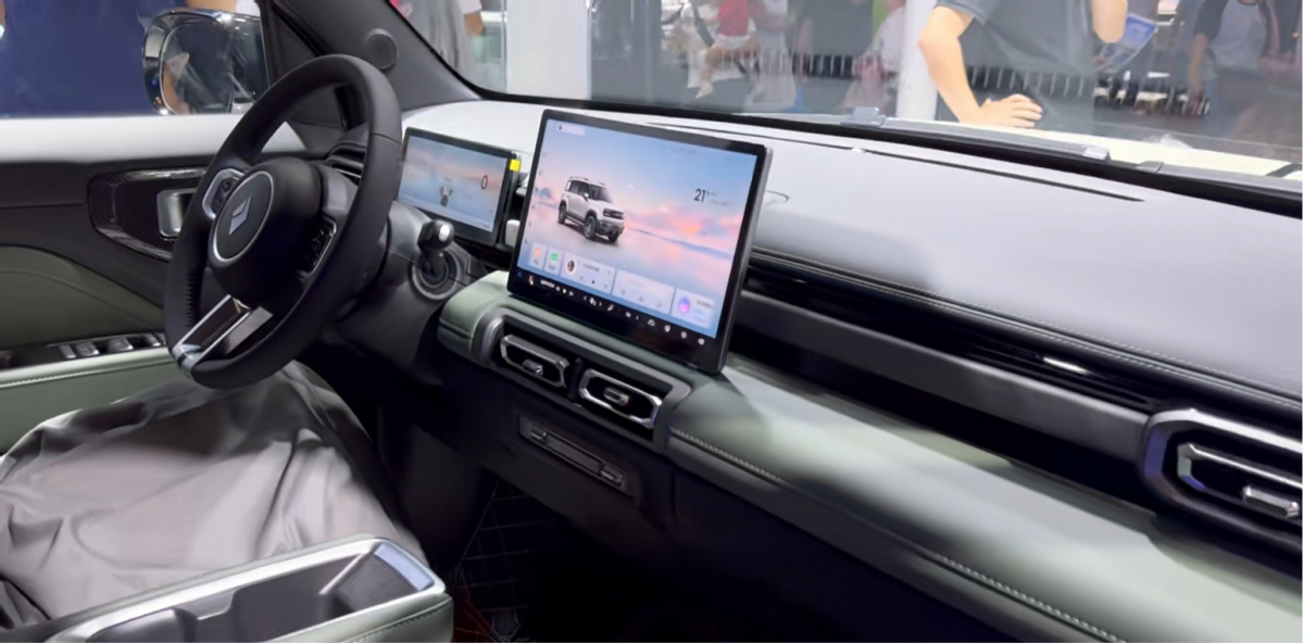 Large in-car dash screen installed in the center console