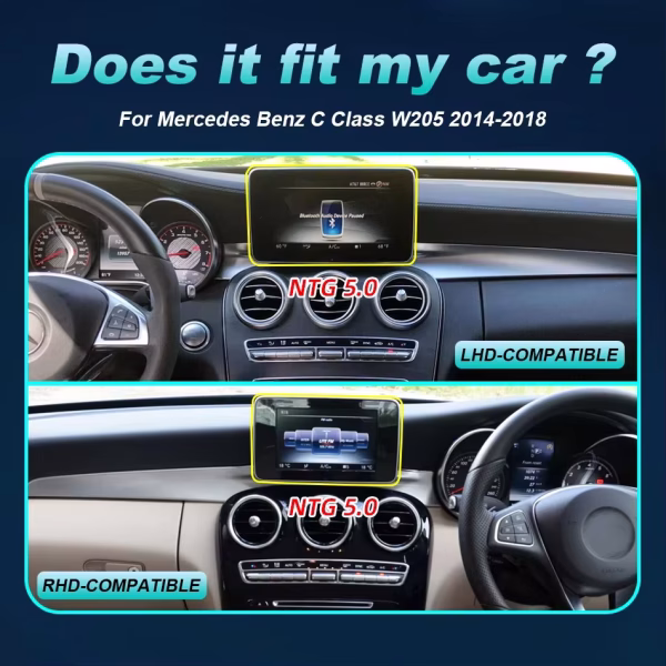Mercedes W205 NTG 5.0 LHD and RHD dashboard screen fitment guide