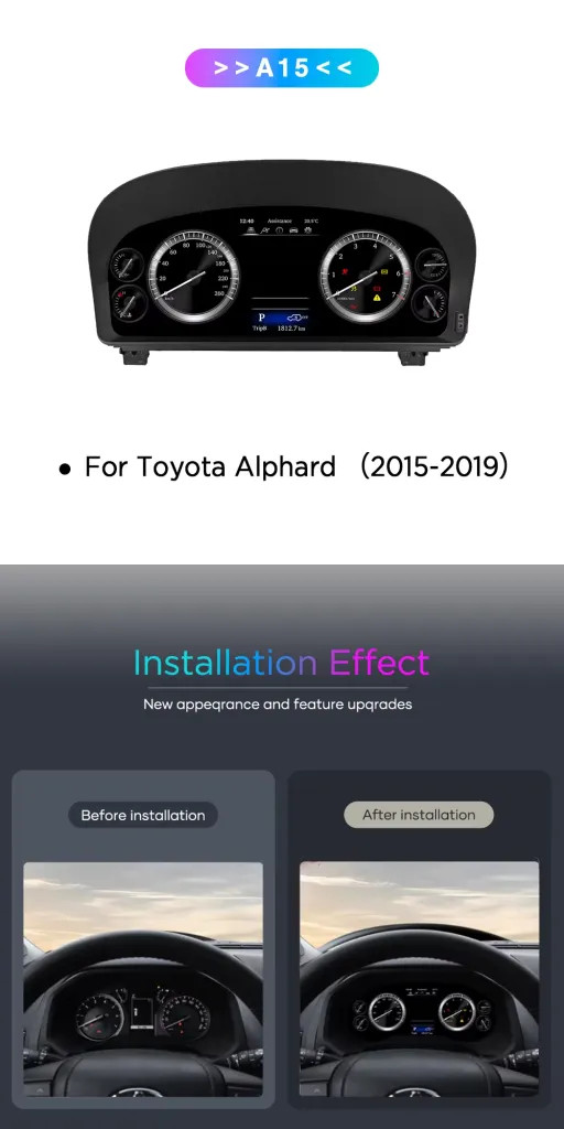Toyota Alphard digital instrument cluster driver focused display view