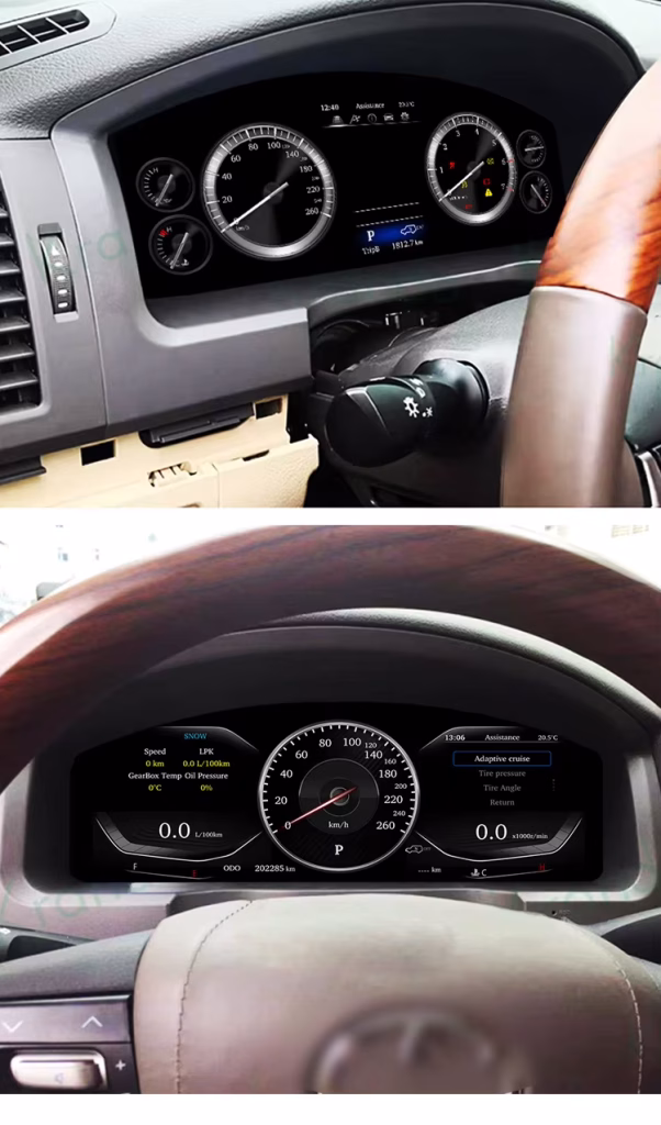 Toyota Land Cruiser LC200 Digital Cluster installed in dashboard