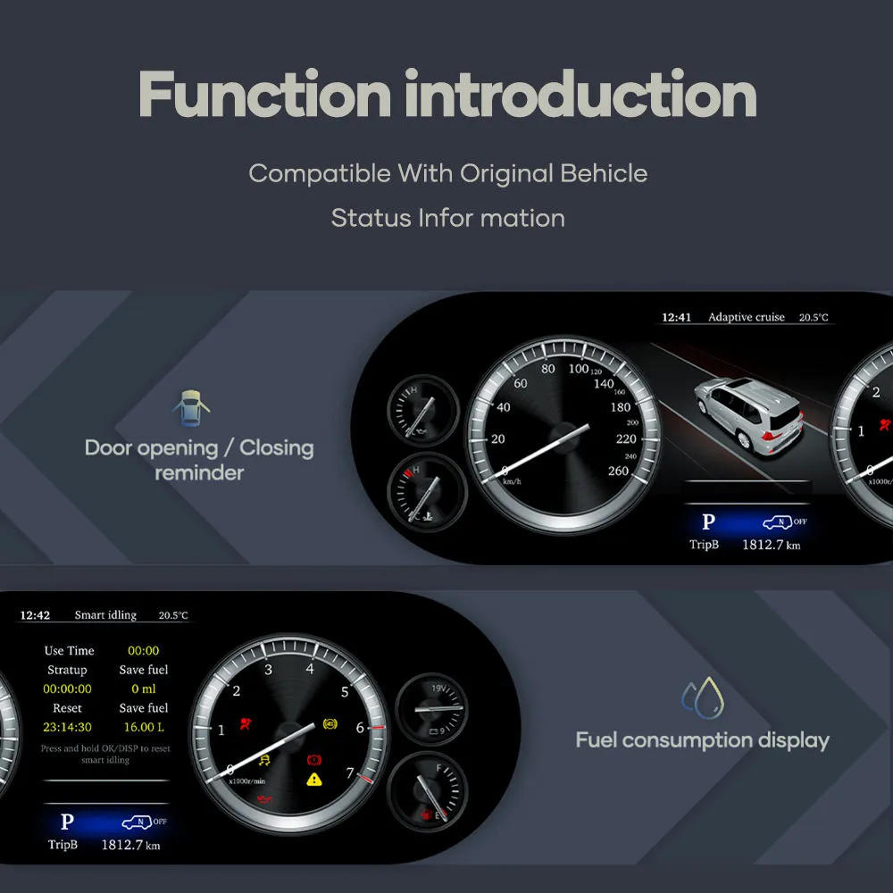 Toyota Alphard OEM style virtual cockpit digital cluster interface