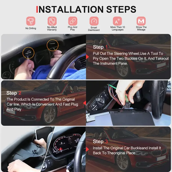 BMW 6 F12 Digital Instrument Cluster installation steps