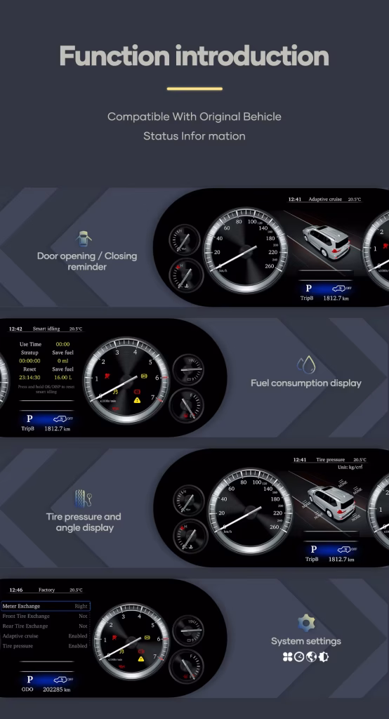 Toyota Alphard virtual cockpit retrofit display for 2015 to 2019 models