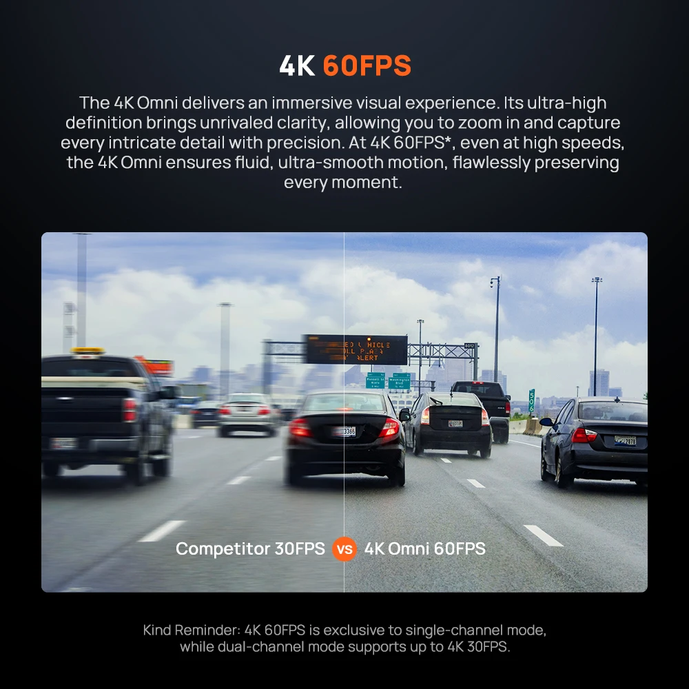 70mai X800 4K 360 Dash Cam 60fps recording