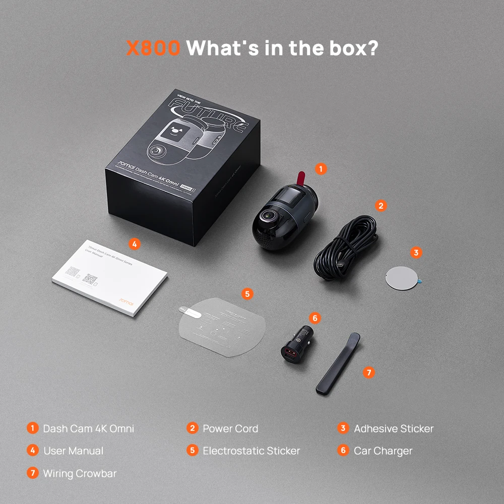 70mai Omni X800 Dash Cam | 4K 360° View, Dual, 4G LTE