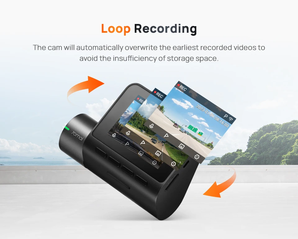 70mai A200 WiFi Recorder loop recording storage