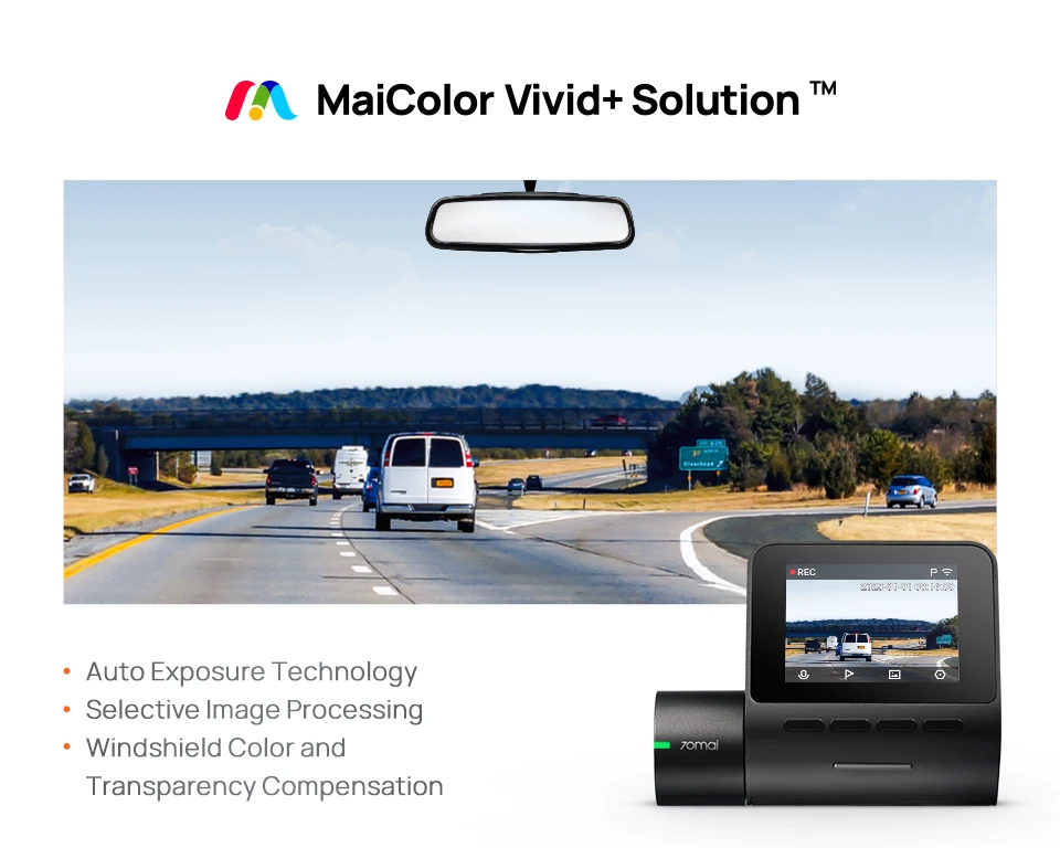70mai Smart Dash Cam 1080P MaiColor Vivid+ technology