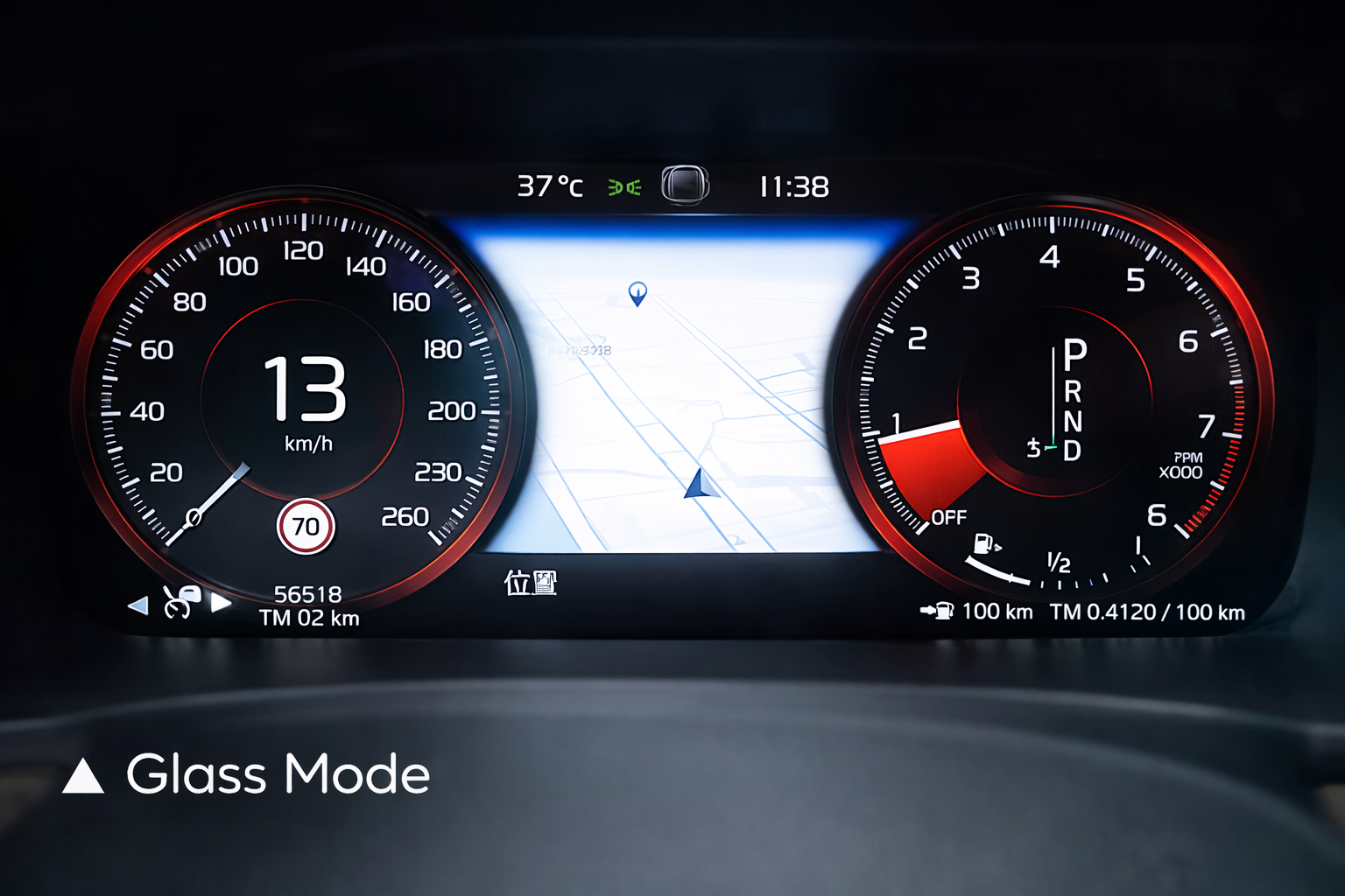 Volvo digital LCD cluster Glass Mode