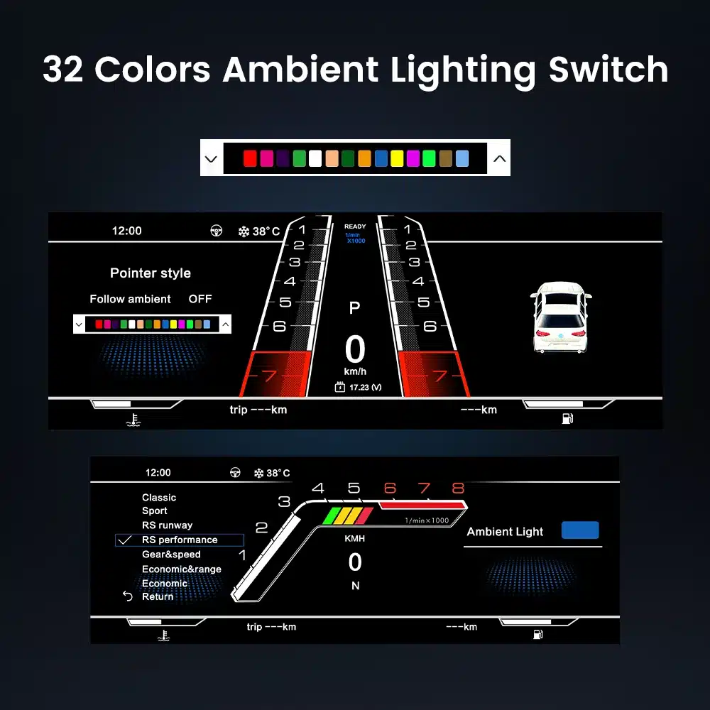 Audi A4 B8 virtual cockpit style cluster color and pointer selection