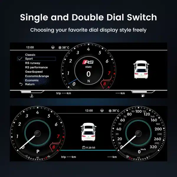 F150 Raptor digital instrument cluster single and double dial theme switch